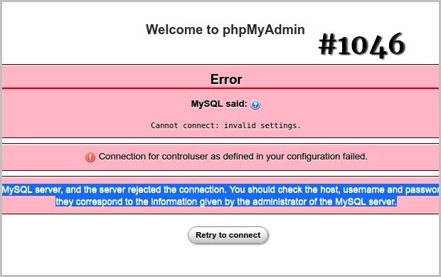 Error #1046- No Database Selected Hatası